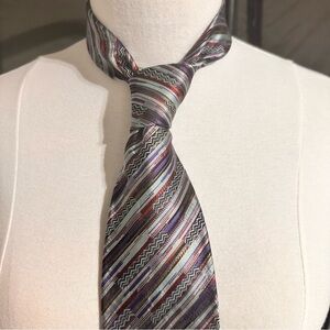 Missoni Vintage Tie Mens Striped Silk Abstract Luxury Necktie Italy Office